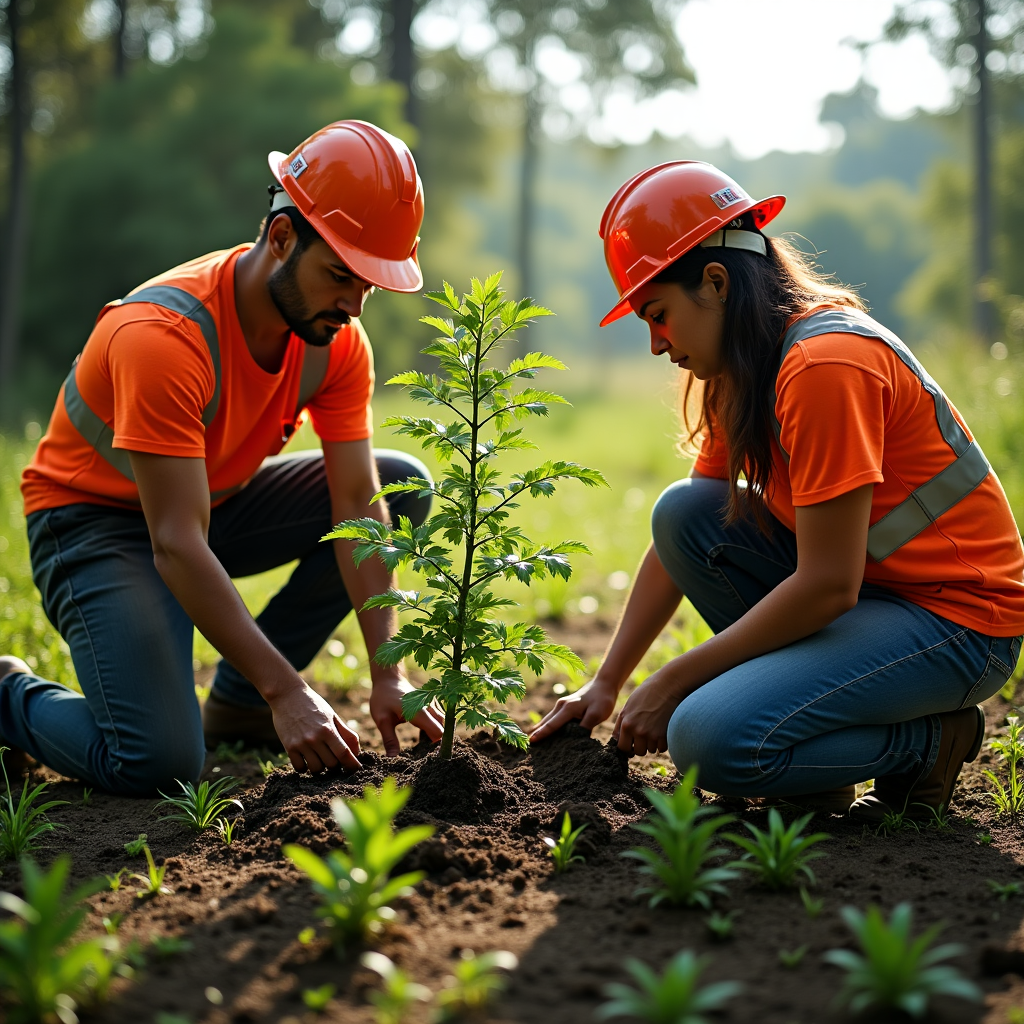 Proyecto de reforestación en áreas cercanas a instalaciones petroleras